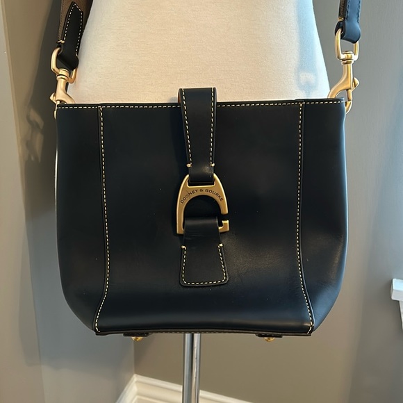 Dooney & Bourke Handbags - Dooney & Bourke Michaela Leather Crossbody Black Bag. Contrast Stitch Detail.